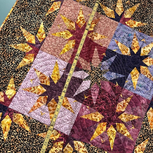 39x39” Multicolor Star Pattern Handcrafted Quilt wall hanging art - Picture 8 of 9